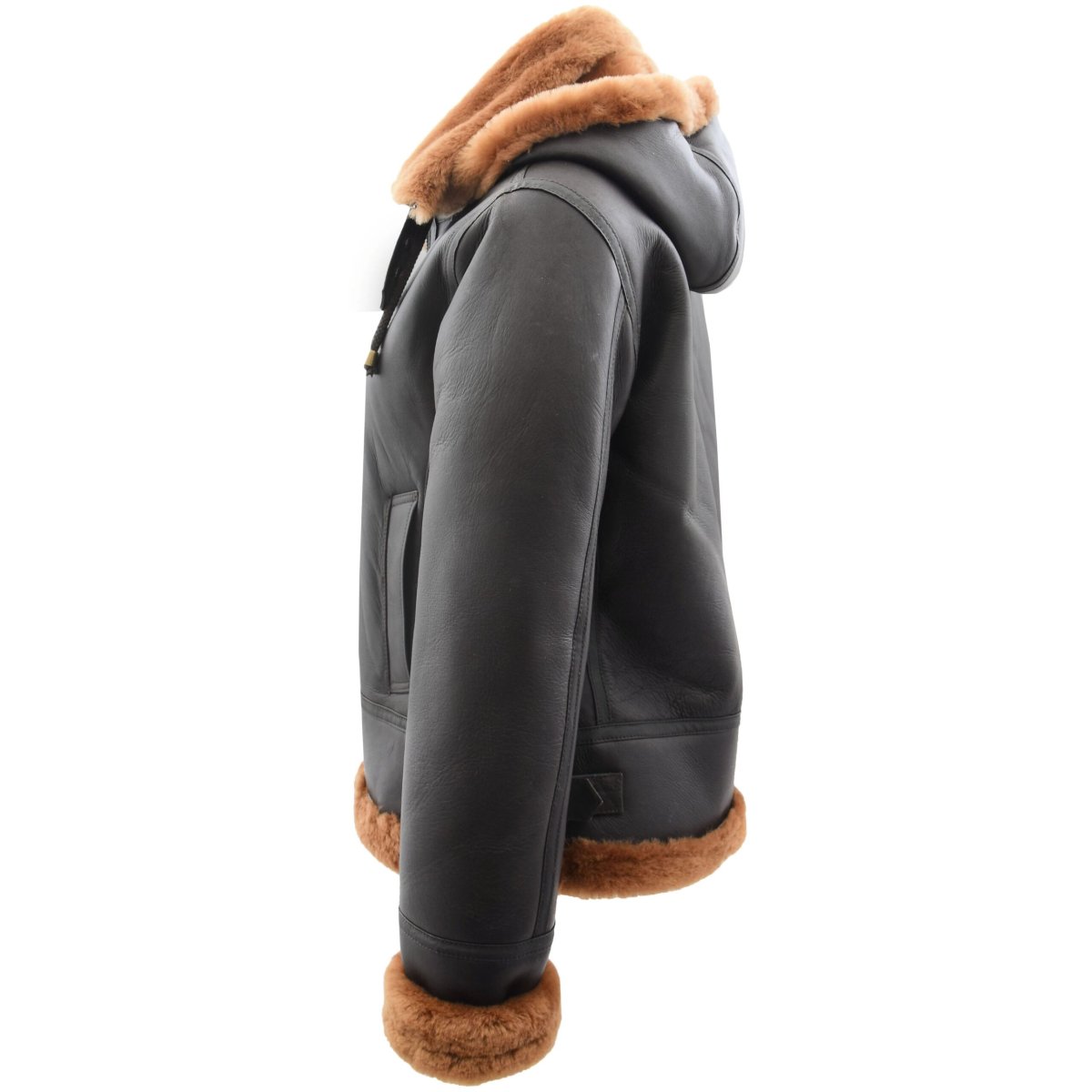 BUNERI Chaqueta de Piel de Oveja B3 para Mujer con Capucha Desmontable Marrón - Imagen 5