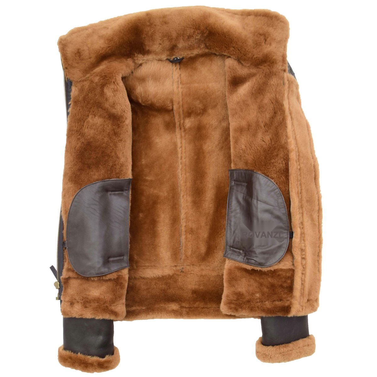 BUNERI Chaqueta de Piel de Oveja B3 para Mujer con Capucha Desmontable Marrón - Imagen 4