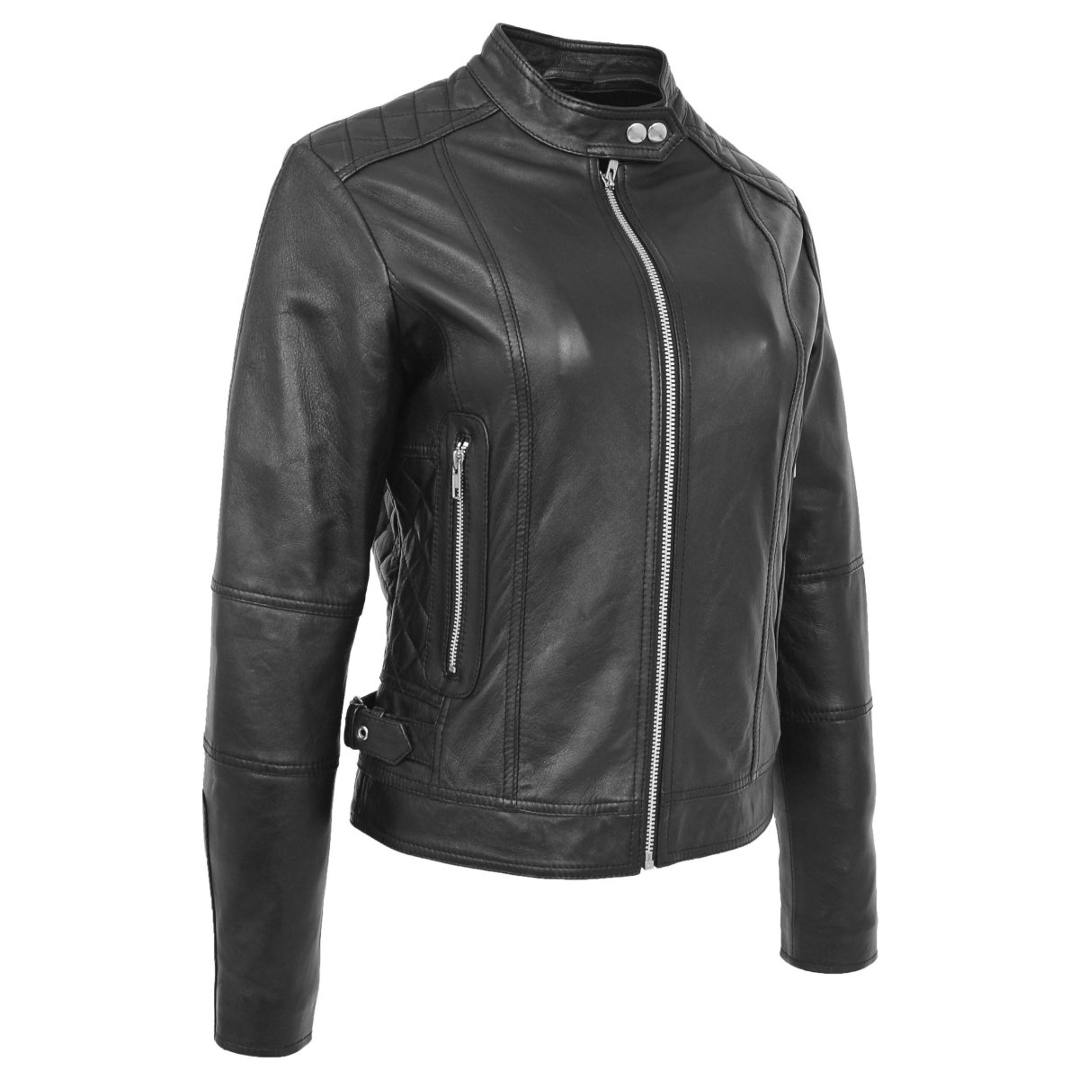 BUNERI Biker Cuero Suave Ruby Negro Casual - Imagen 7