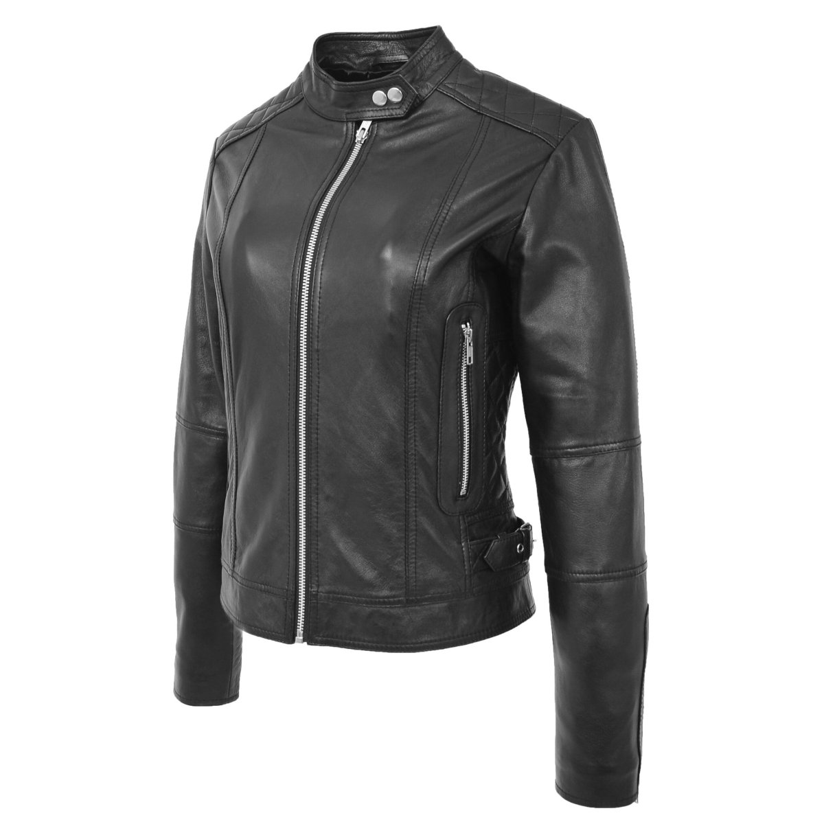 BUNERI Biker Cuero Suave Ruby Negro Casual - Imagen 6