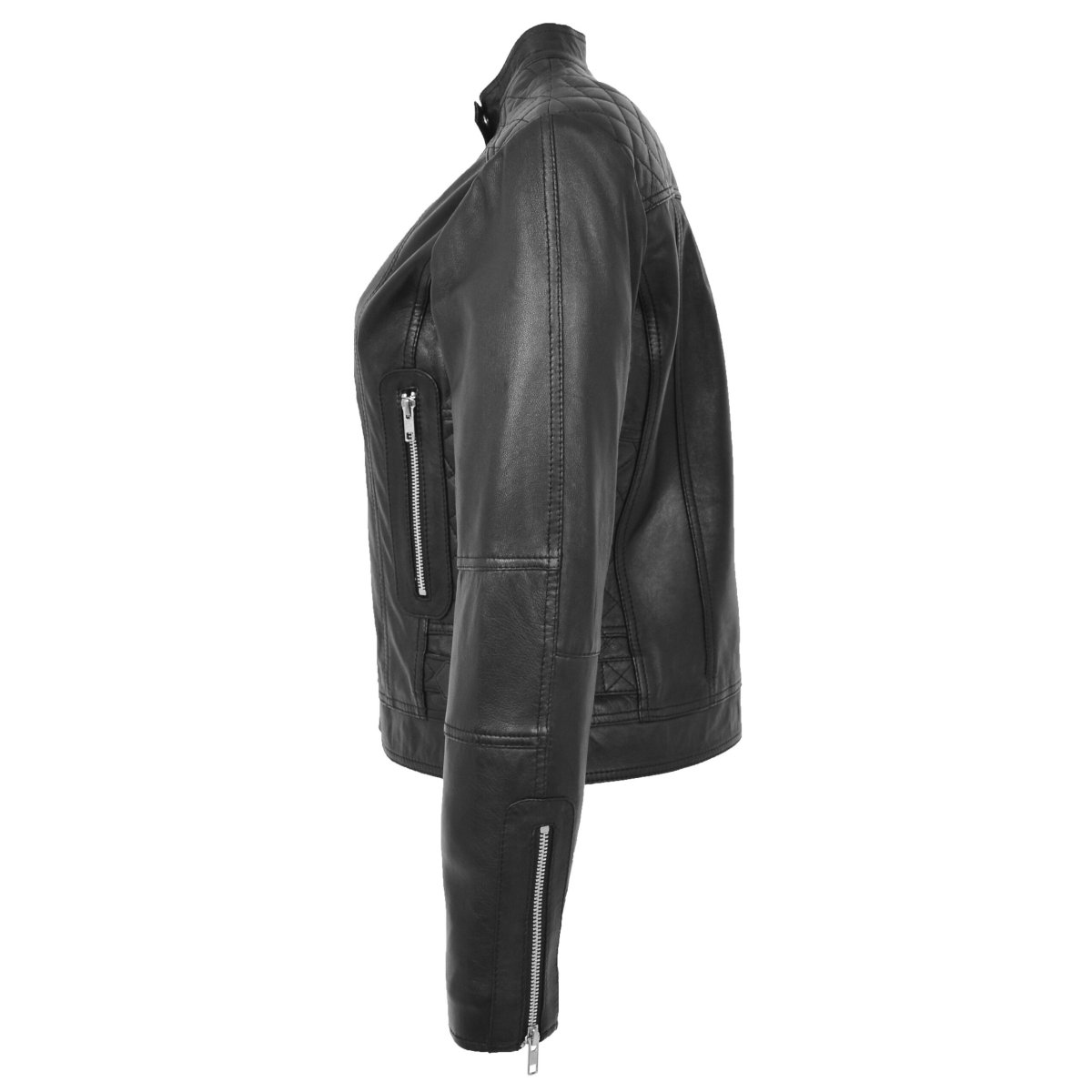 BUNERI Biker Cuero Suave Ruby Negro Casual - Imagen 5