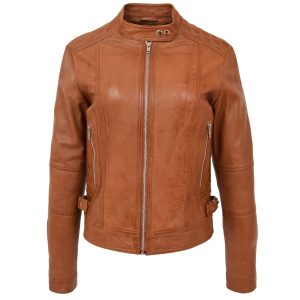 BUNERI Biker Ruby Tostado de Cuero Auténtico