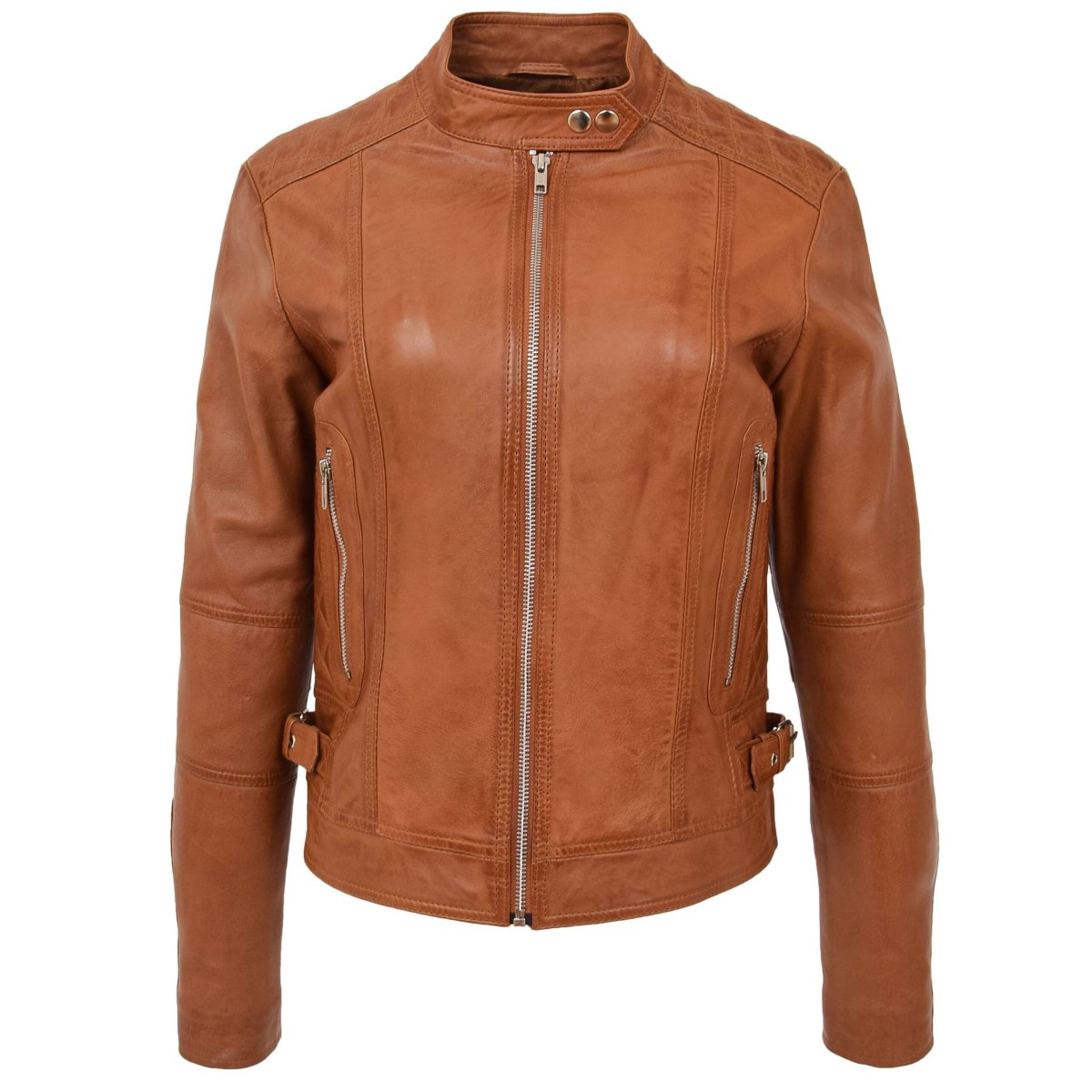 BUNERI Biker Ruby Tostado de Cuero Auténtico