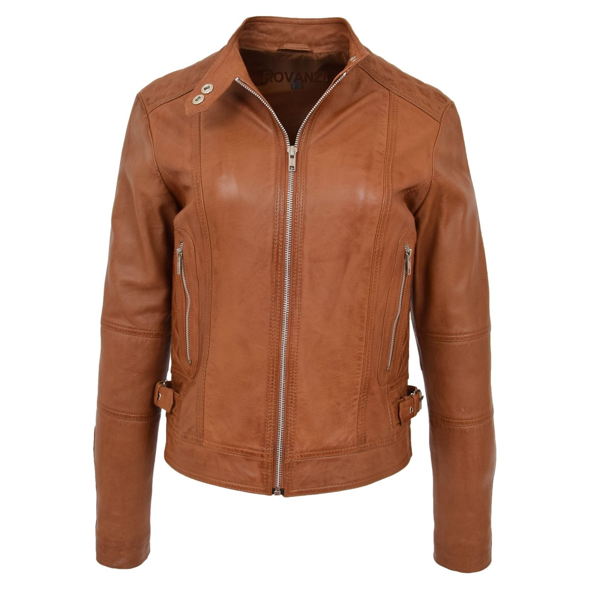 BUNERI Biker Ruby Tostado de Cuero Auténtico - Imagen 4