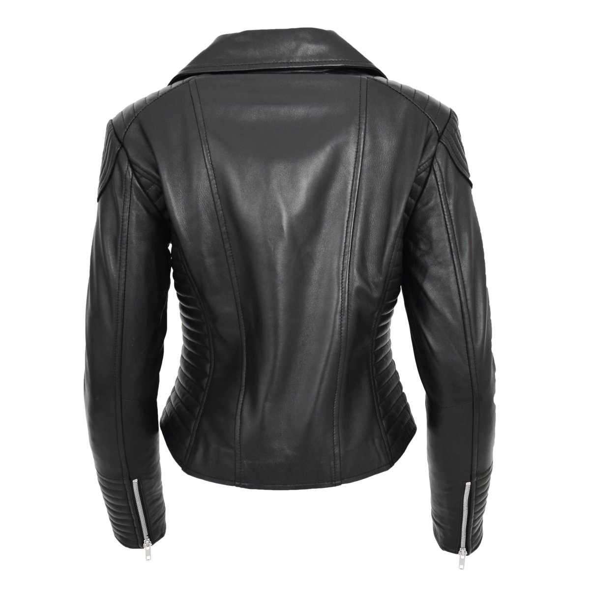 BUNERI Biker de Cuero Auténtico Anna Negra Cross Zip para Mujer - Imagen 3