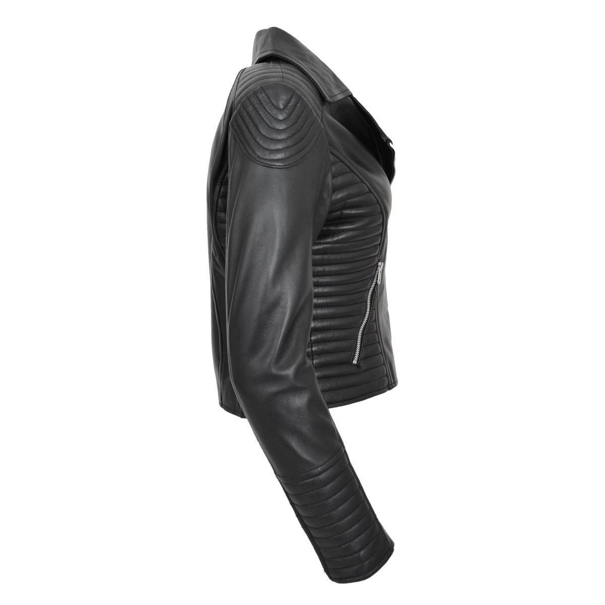 BUNERI Biker de Cuero Auténtico Anna Negra Cross Zip para Mujer - Imagen 7