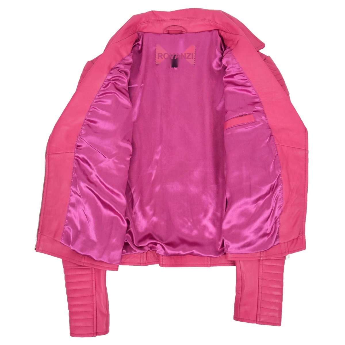 BUNERI Biker Cuero Auténtico Anna Rosa Cross Zip Mujer - Imagen 7