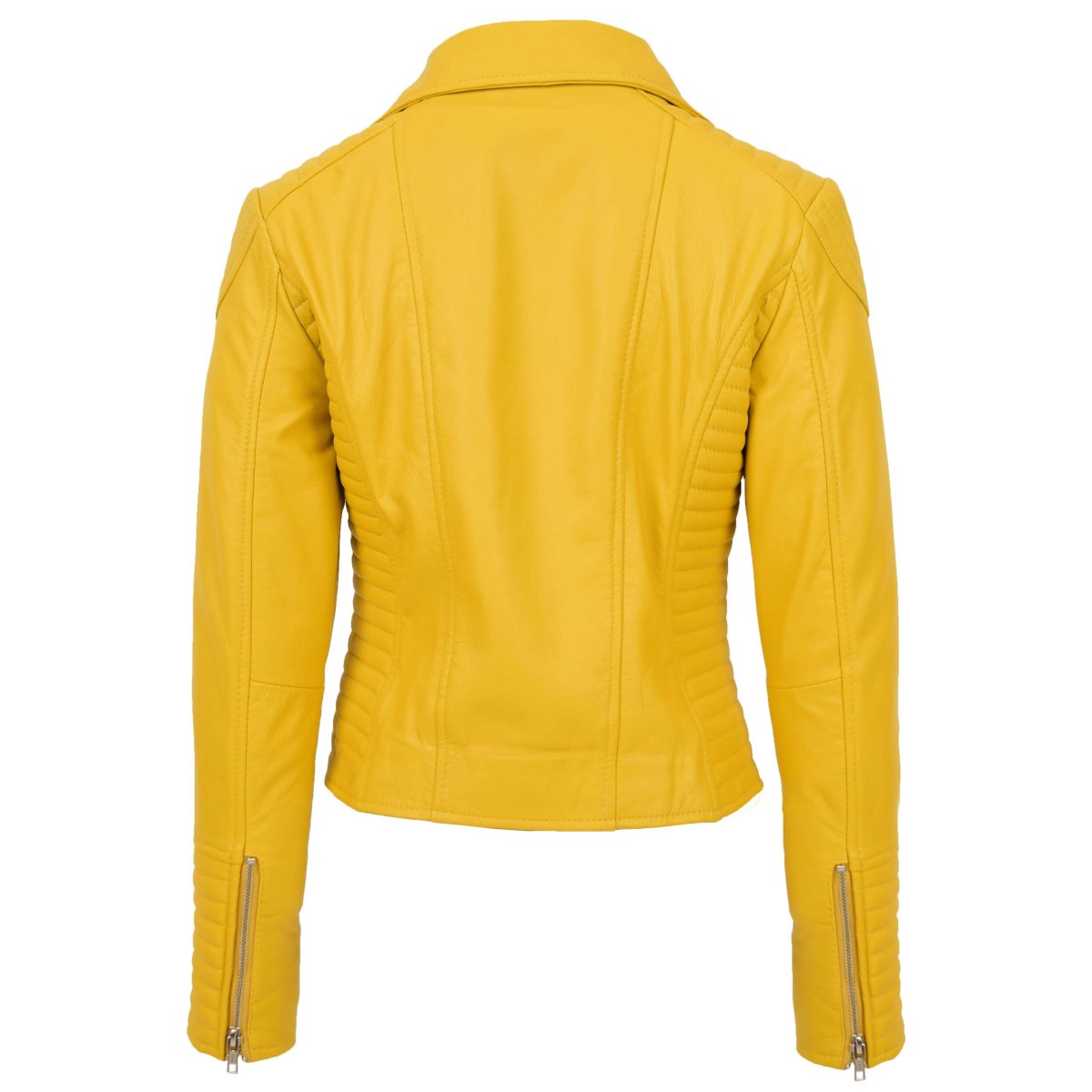 BUNERI Biker Cuero Suave Anna Amarilla Cross Zip Mujer - Imagen 3