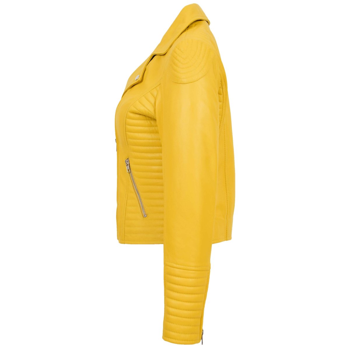 BUNERI Biker Cuero Suave Anna Amarilla Cross Zip Mujer - Imagen 6
