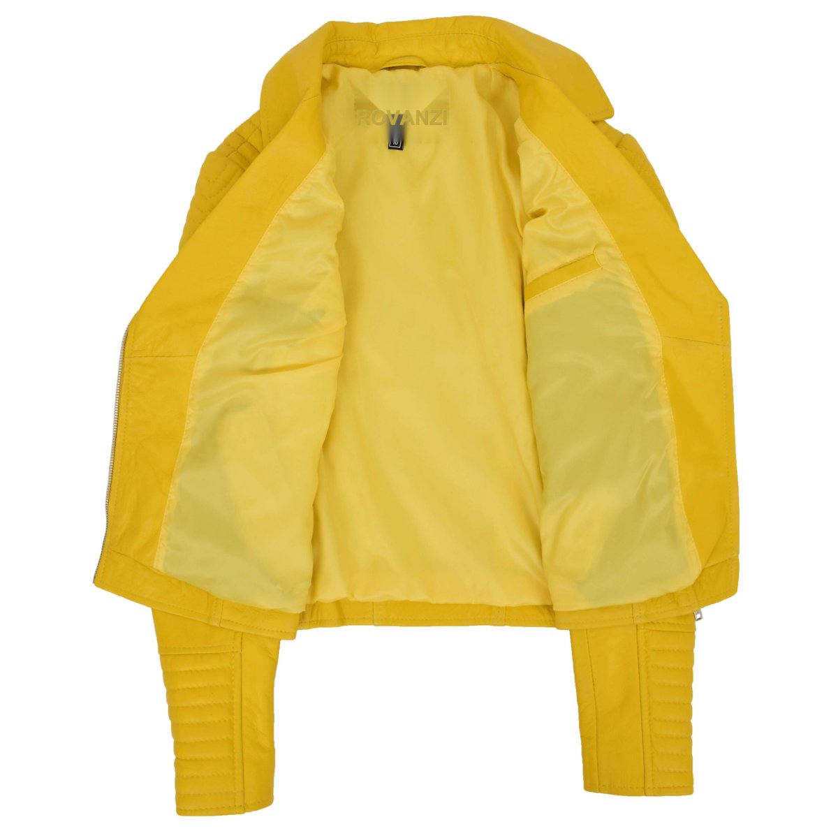 BUNERI Biker Cuero Suave Anna Amarilla Cross Zip Mujer - Imagen 7