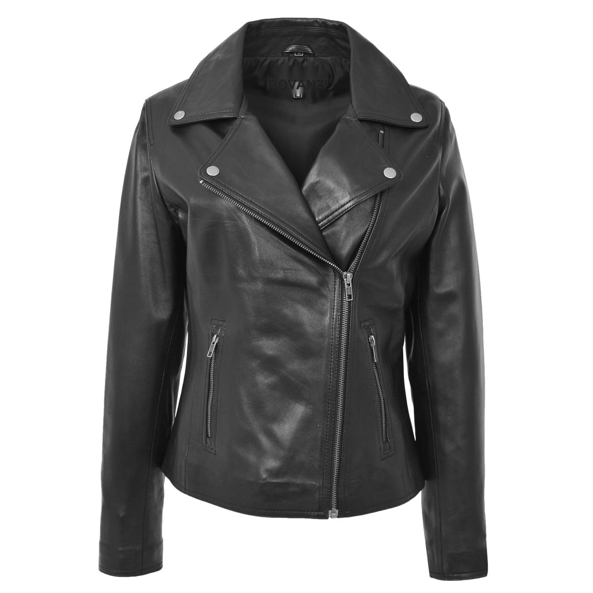 BUNERI Biker de Cuero Lola Negra Suave con Cierre Cruzado - Imagen 2