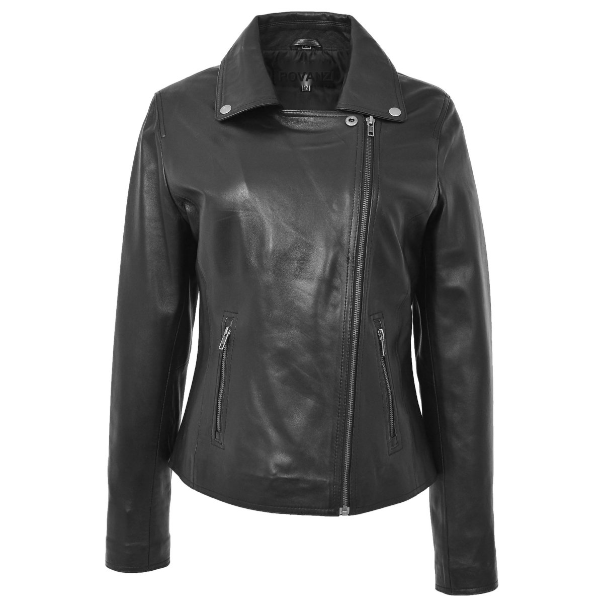 BUNERI Biker de Cuero Lola Negra Suave con Cierre Cruzado - Imagen 6