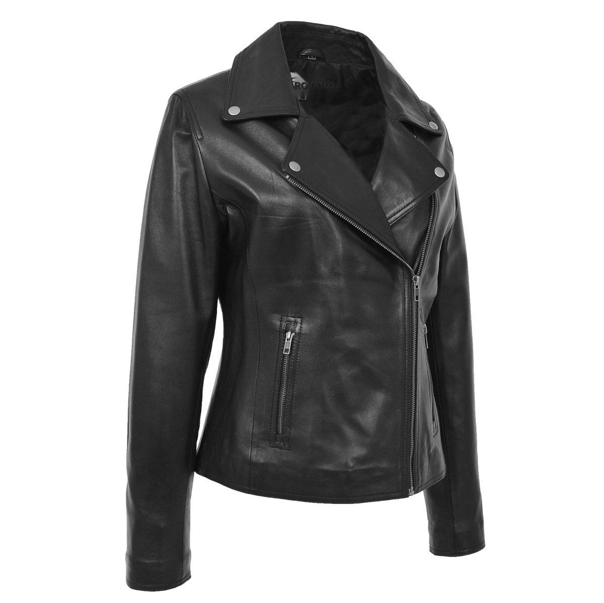 BUNERI Biker de Cuero Lola Negra Suave con Cierre Cruzado - Imagen 4