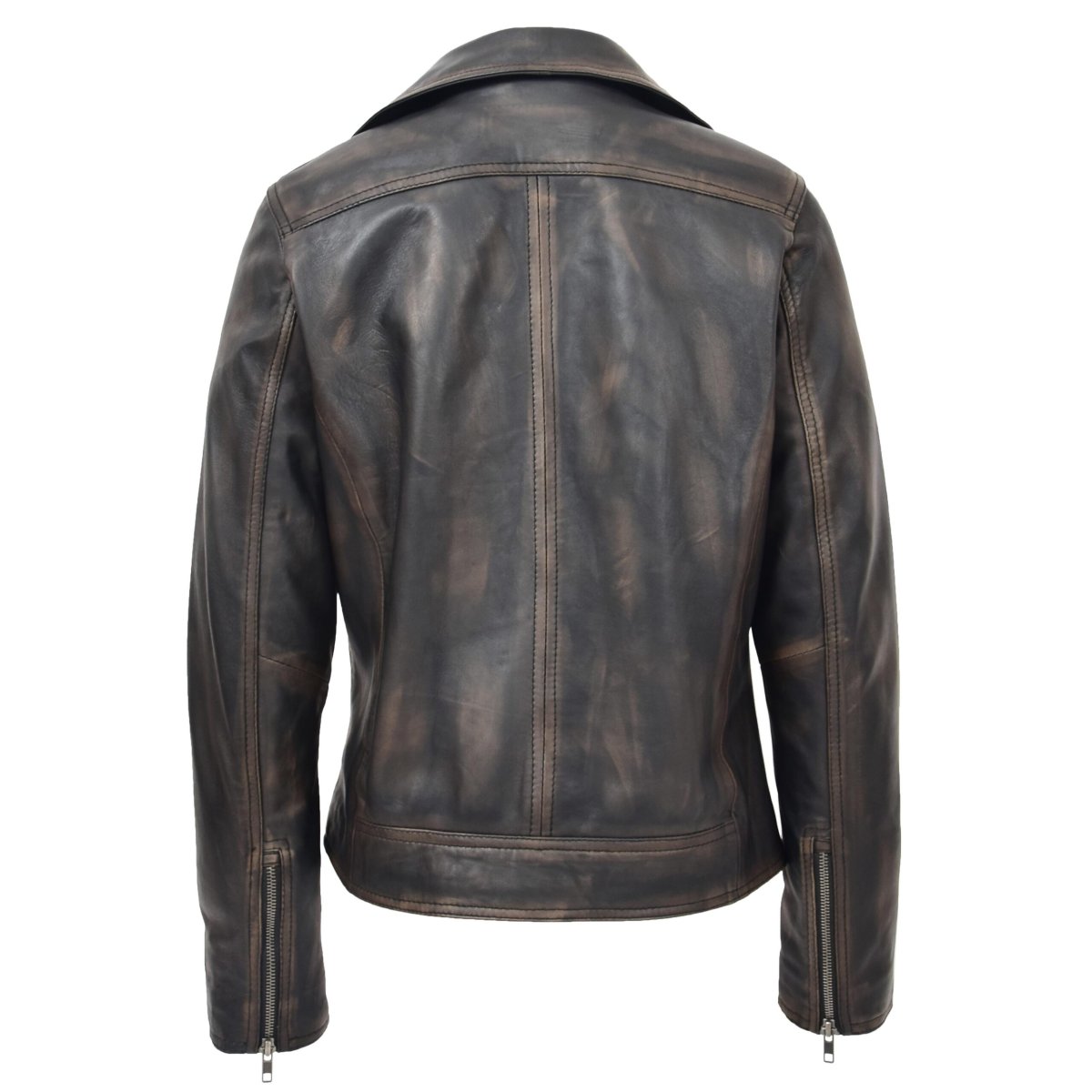 BUNERI Biker Cuero Suave Lola Negro Vintage Cross-Zip - Imagen 3