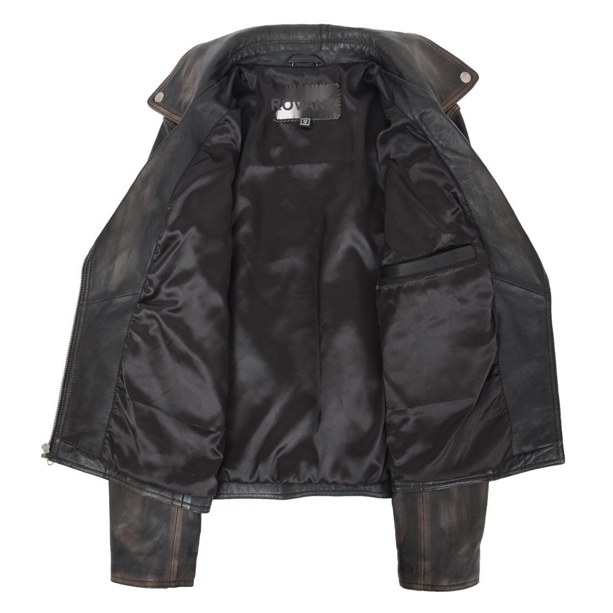 BUNERI Biker Cuero Suave Lola Negro Vintage Cross-Zip - Imagen 7
