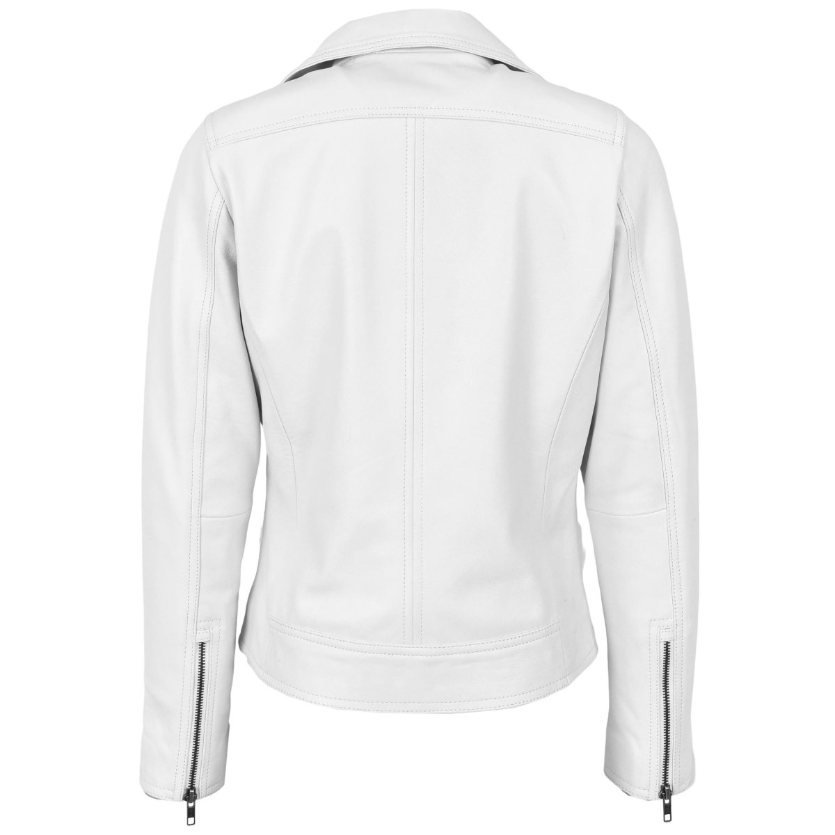 BUNERI Biker de Cuero Auténtico Lola Blanca Cross Zip para Mujer - Imagen 8