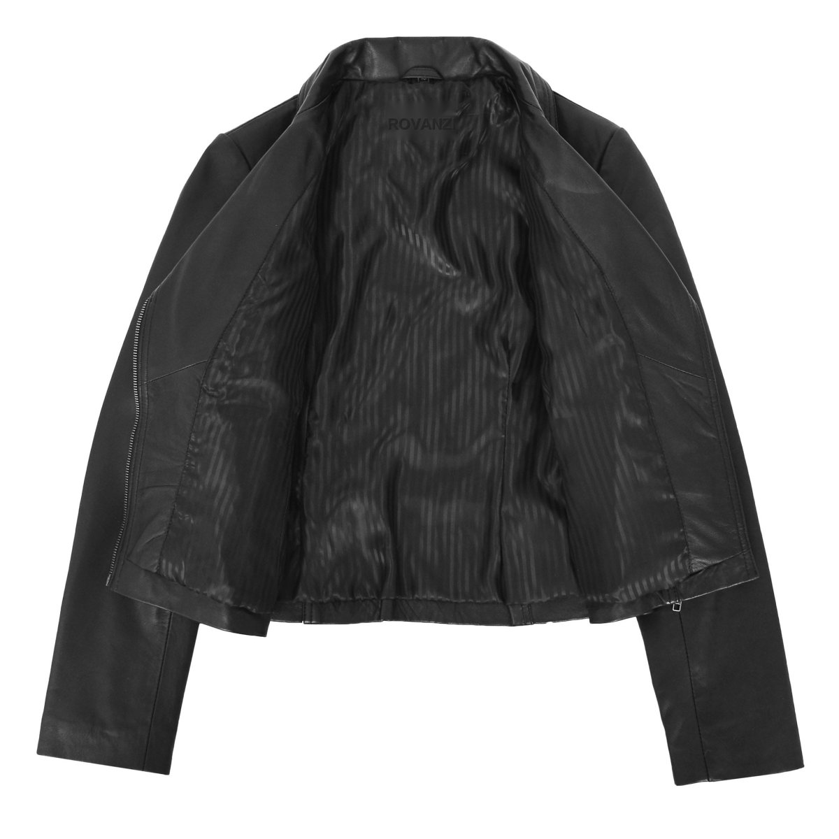 BUNERI Chaqueta Mujer de Cuero Auténtico con Cierre Diagonal - Imagen 8