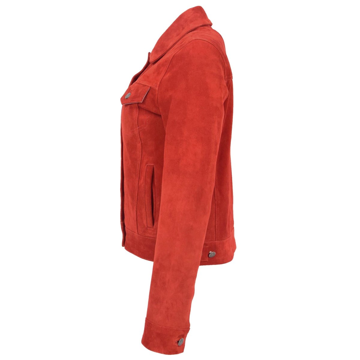 BUNERI Chaqueta de Ante Estilo Trucker para Mujer en Rojo - Imagen 4