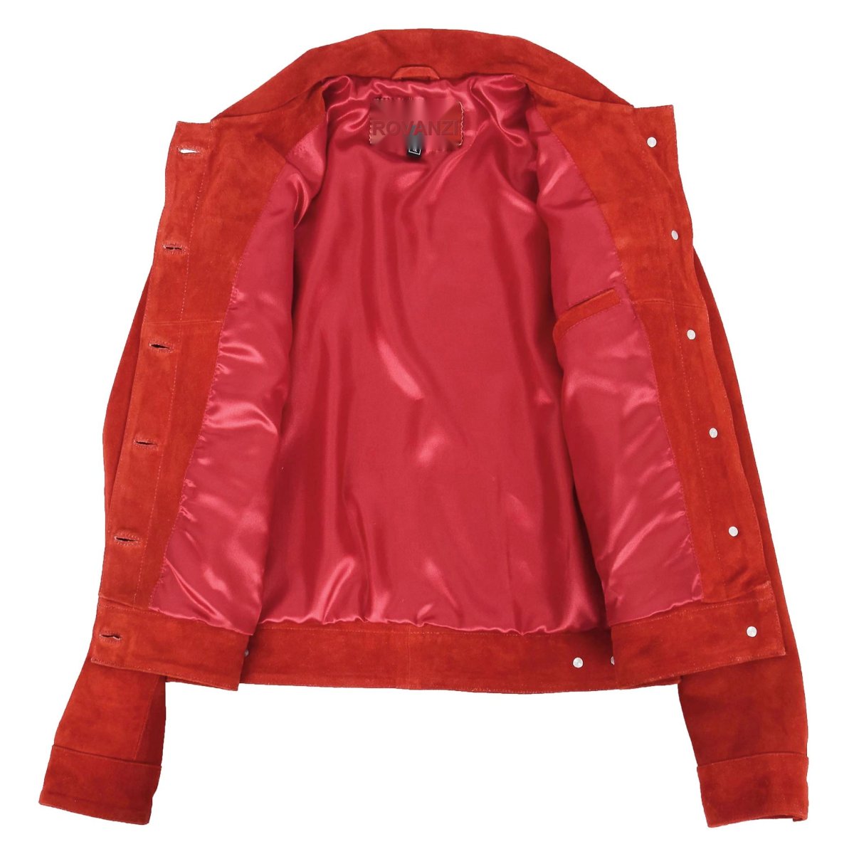 BUNERI Chaqueta de Ante Estilo Trucker para Mujer en Rojo - Imagen 7