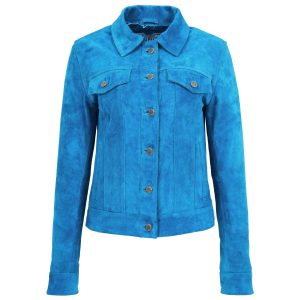 BUNERI Chaqueta Trucker de Ante Azul Azulejo