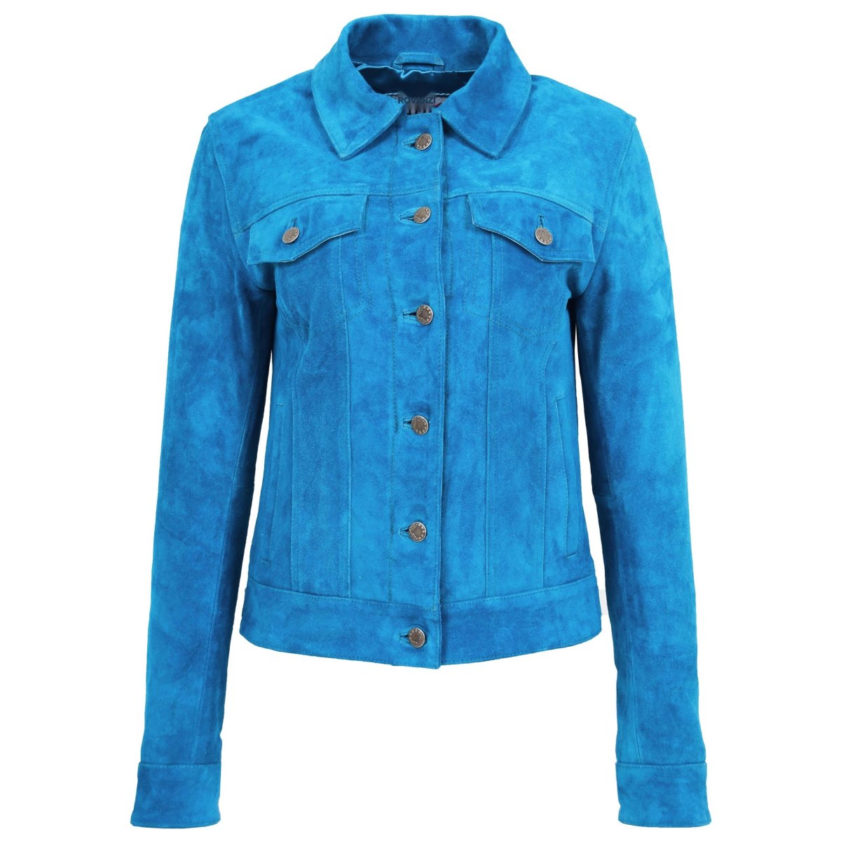 BUNERI Chaqueta Trucker de Ante Azul Azulejo - Imagen 2