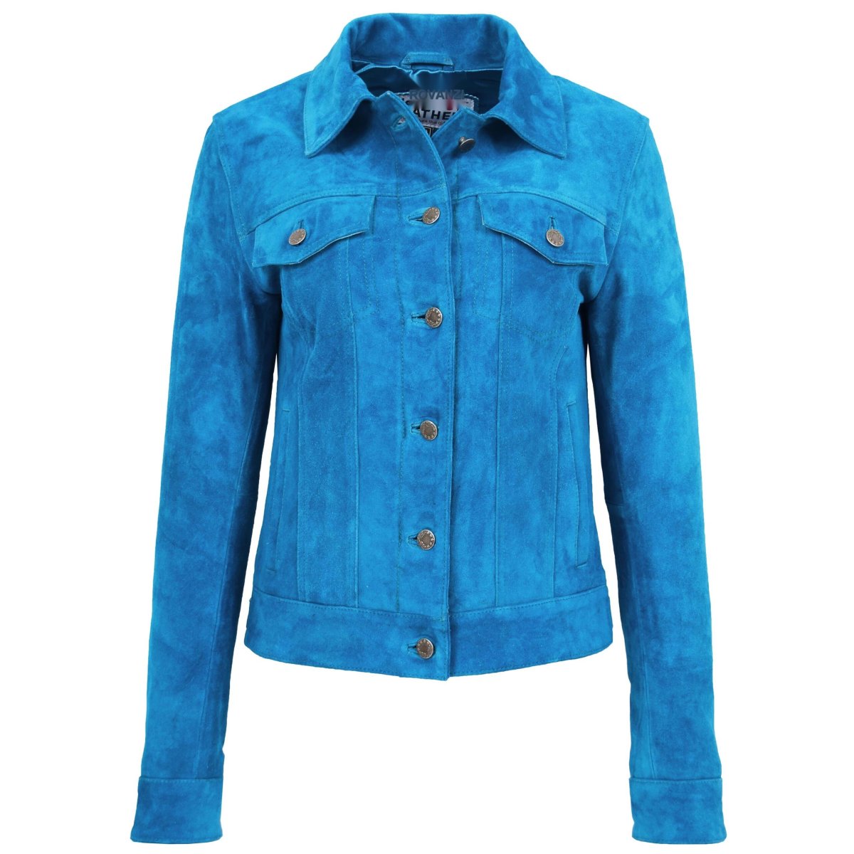 BUNERI Chaqueta Trucker de Ante Azul Azulejo - Imagen 4