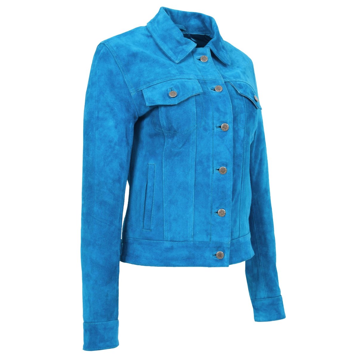 BUNERI Chaqueta Trucker de Ante Azul Azulejo - Imagen 7