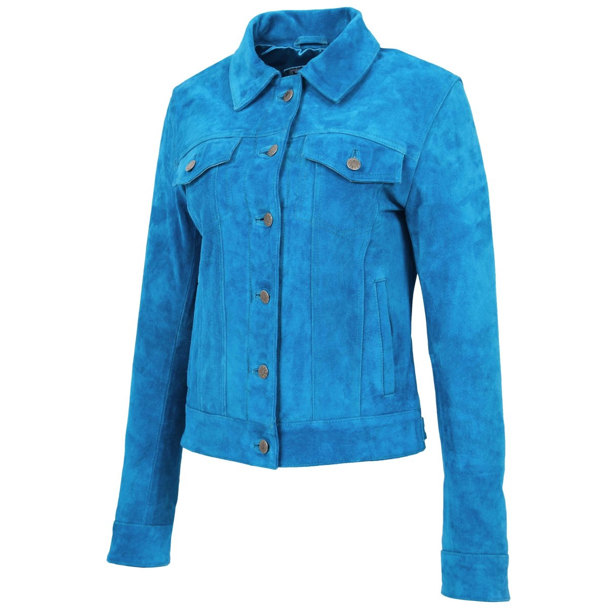 BUNERI Chaqueta Trucker de Ante Azul Azulejo - Imagen 6