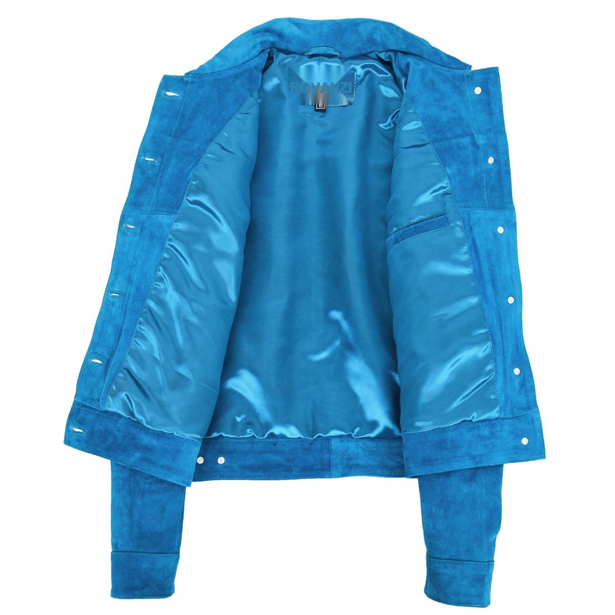 BUNERI Chaqueta Trucker de Ante Azul Azulejo - Imagen 8