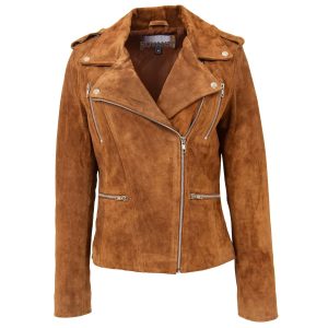 BUNERI Chaqueta Skylar de Ante Tostado Estilo Biker