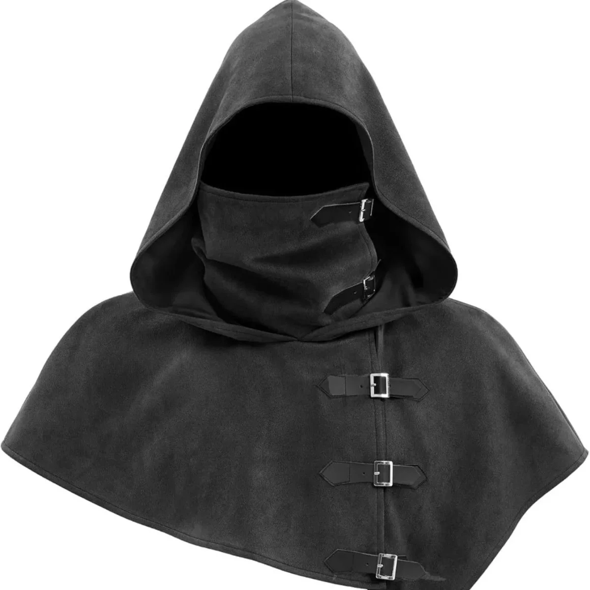 Capuche avec masque intégré et capeline à boucles – Style médiéval pour homme ou femme - Imagen 8