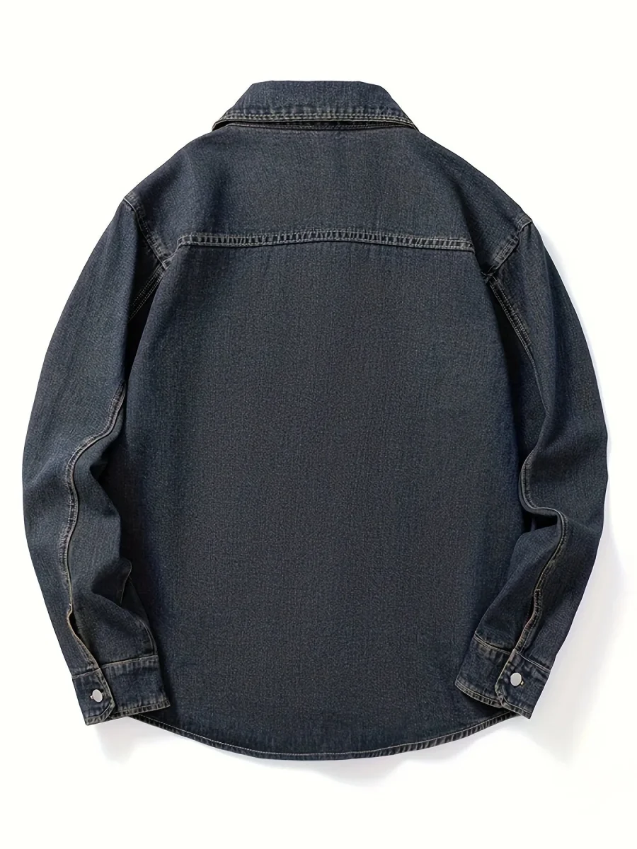 Surchemise Homme Décontractée en Jean à Manches Longues et Poches Poitrine - Imagen 8