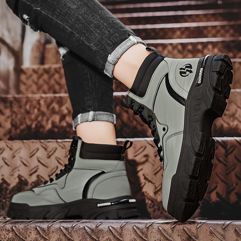 Bottes montantes pour homme, style décontracté, couleur unie - Imagen 3