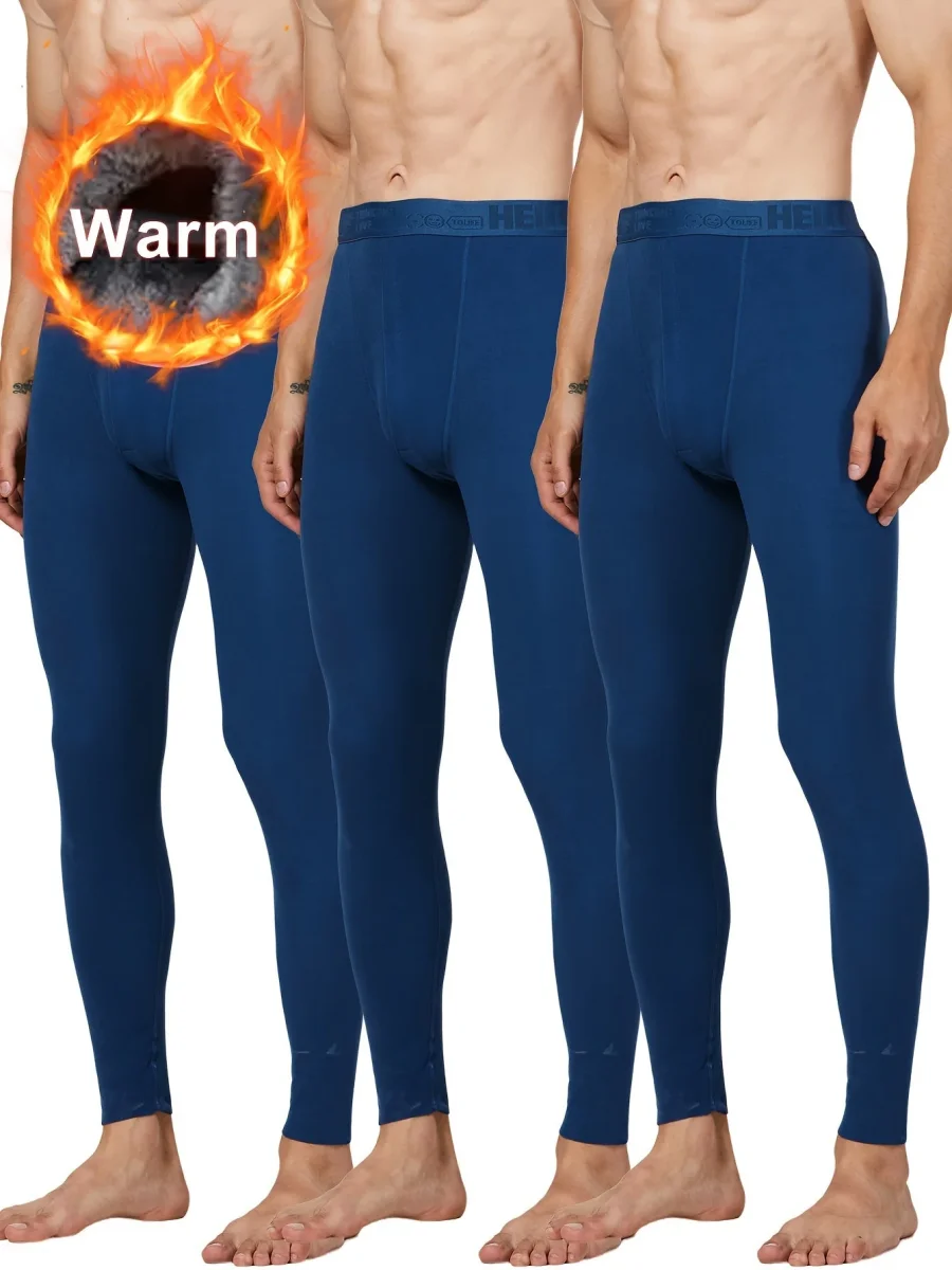 Lot de 3 caleçons longs thermiques pour homme – Bas de sous-vêtement chaud, couleur unie - Imagen 5