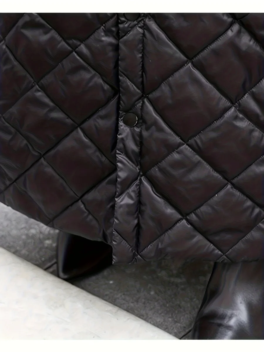 Jupe longue matelassée noire boutonnée taille haute pour femme - Imagen 4