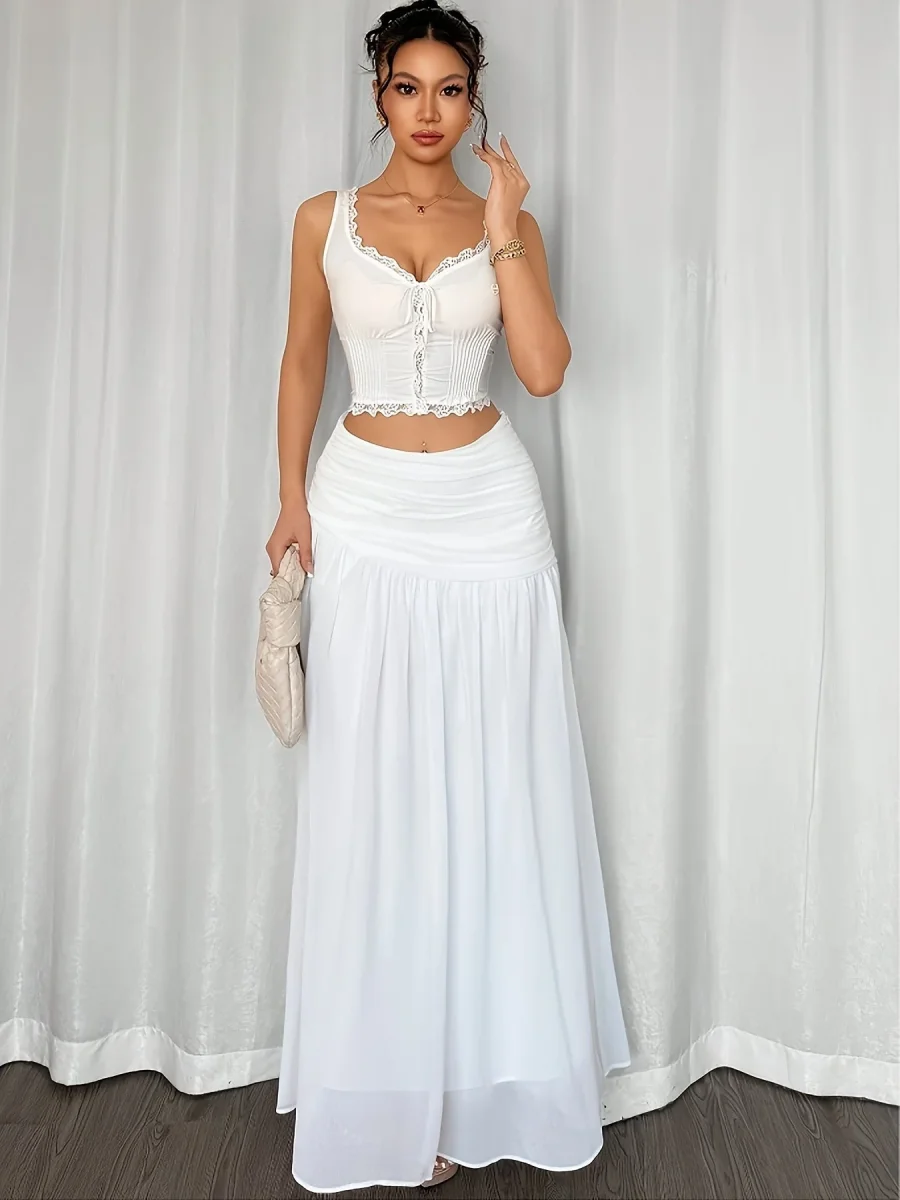 Jupe longue de plage drapée style bohème pour femme – Élégante et fluide, idéale vacances et soirées d'été