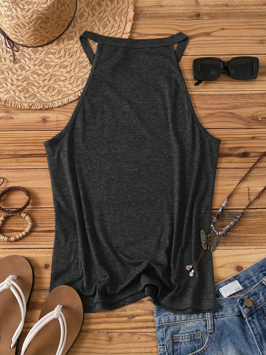 Débardeur Femme Style Bohème Casual - Motif Soleil et Message Positif - Idéal Été et Vacances - Imagen 8