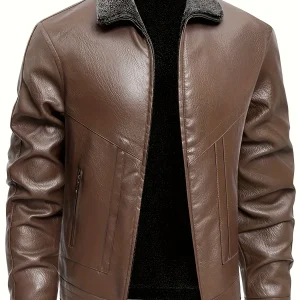 Elegante chaqueta de piel con forro polar