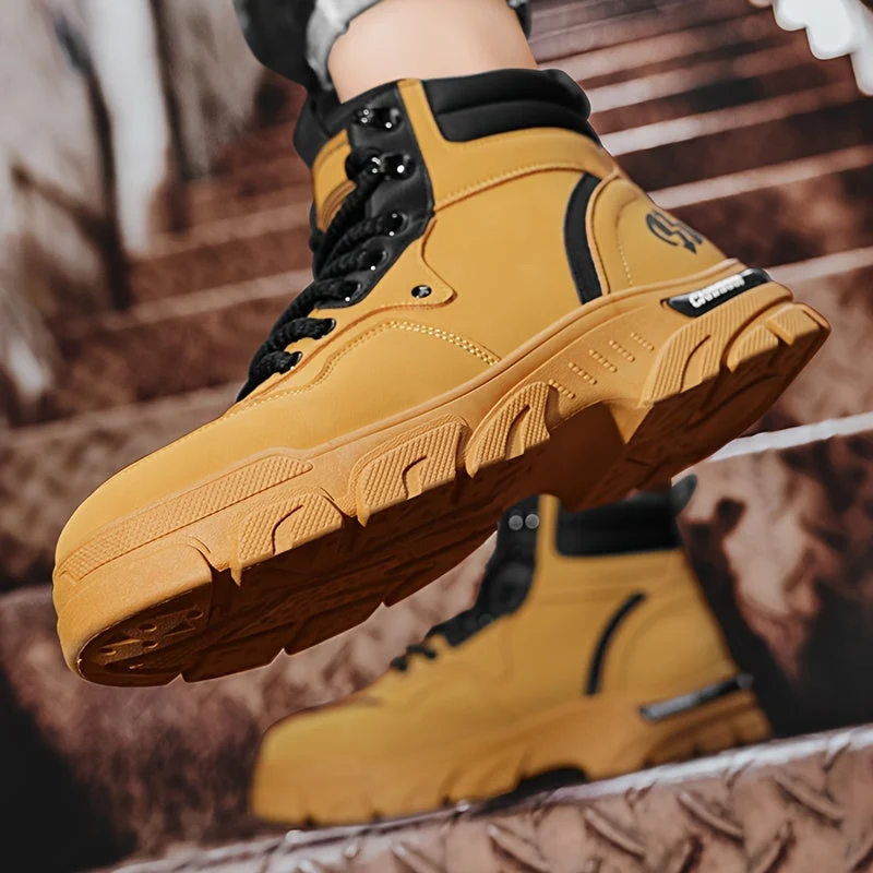 Bottes montantes pour homme, style décontracté, couleur unie - Imagen 7