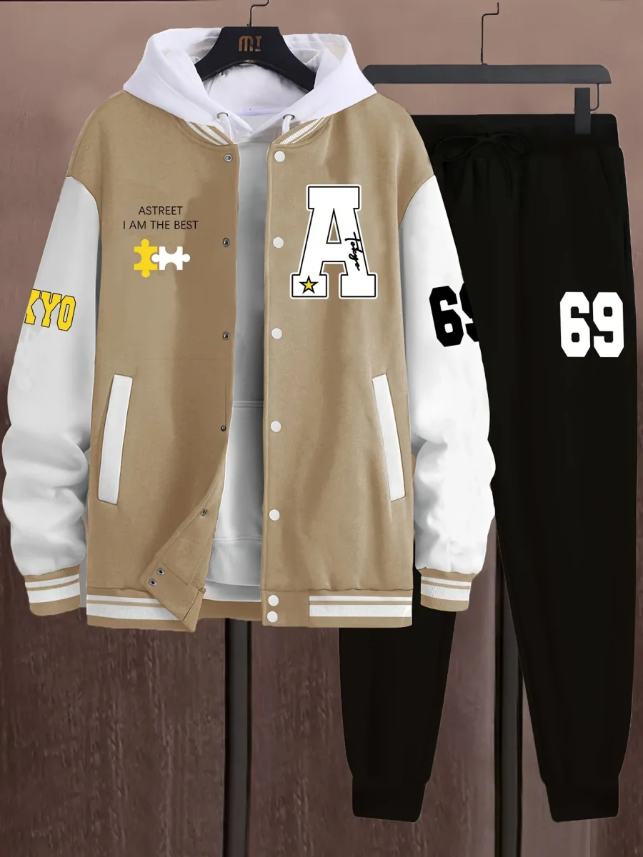 Ensemble Survetêment Homme Style Baseball Veste Universitaire et Pantalon Jogging - Imagen 5