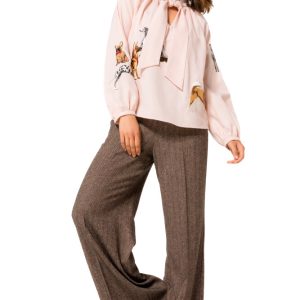Pantalón palazzo de tweed, cintura elástica CAROLINE BISS