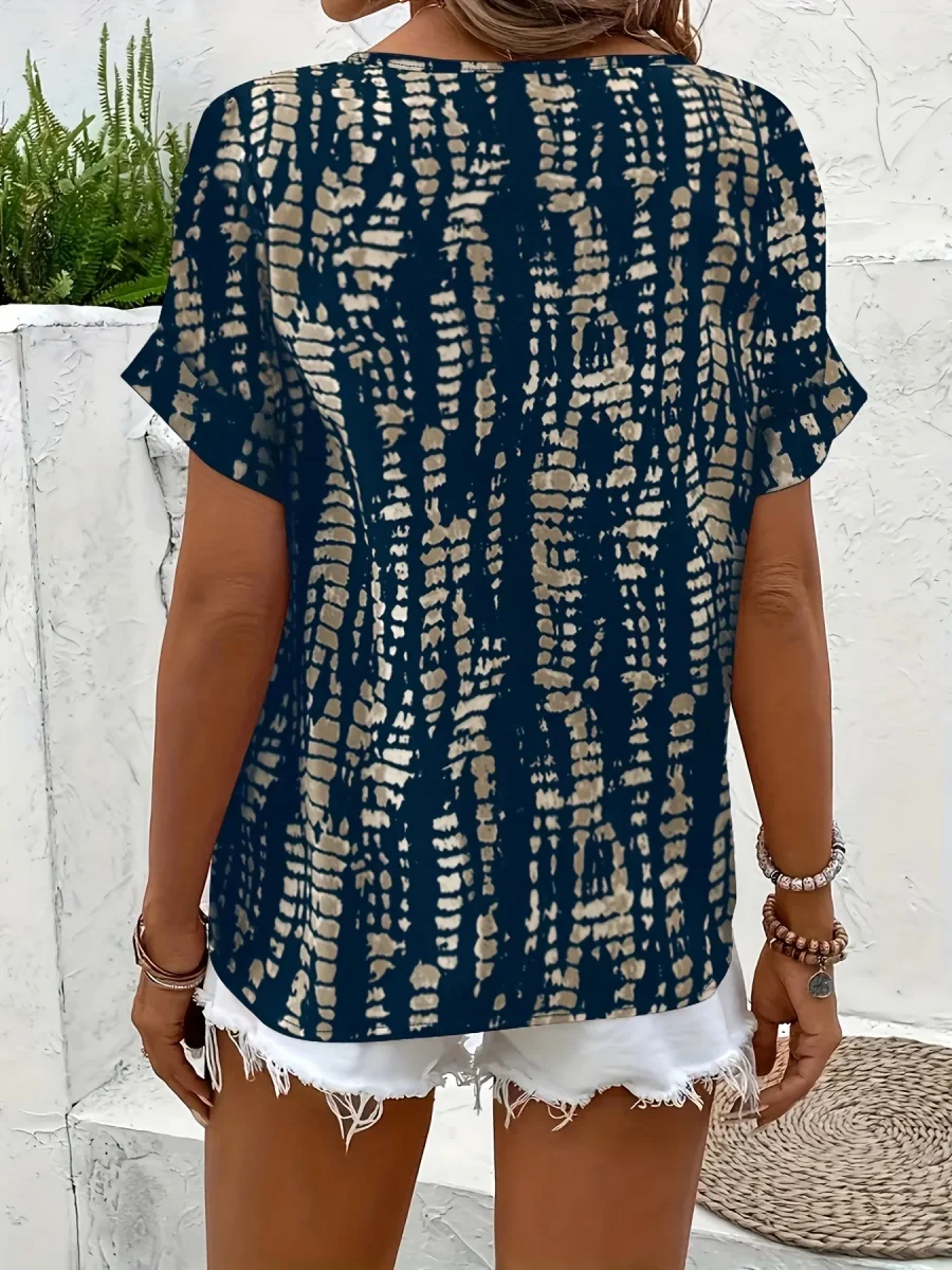 Blouse élégante imprimée manches courtes pour femme – Style décontracté chic, idéale pour l'été et le week-end - Imagen 8