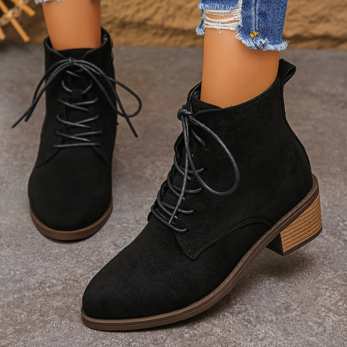 Bottes courtes à lacets pour femme – Plusieurs couleurs disponibles - Imagen 5