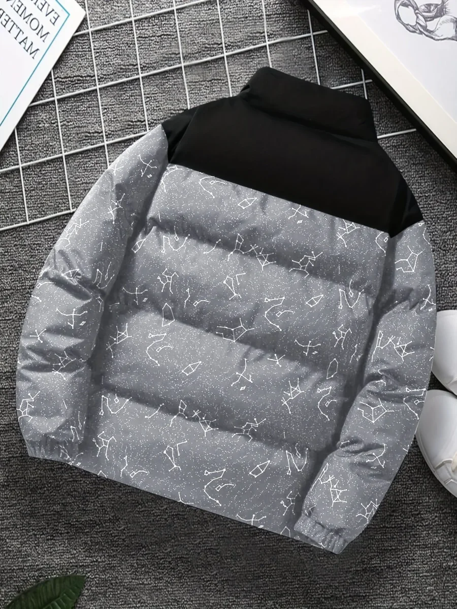 Doudoune matelassée col montant à motif constellation imprimé bicolore pour homme - Imagen 8