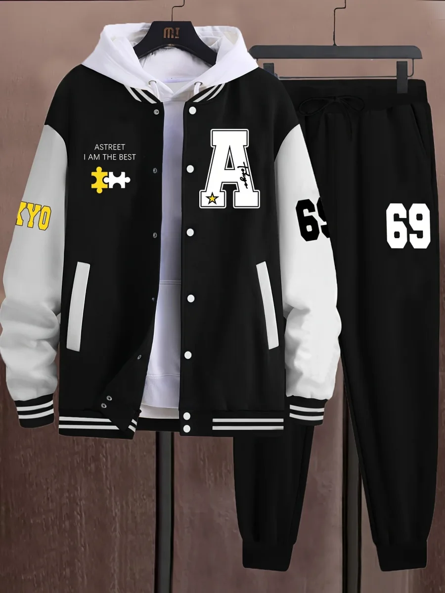 Ensemble Survetêment Homme Style Baseball Veste Universitaire et Pantalon Jogging - Imagen 3
