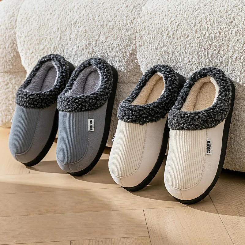 Chaussons rembourrés côtelés doublés doux pour intérieur Confortables - Imagen 3