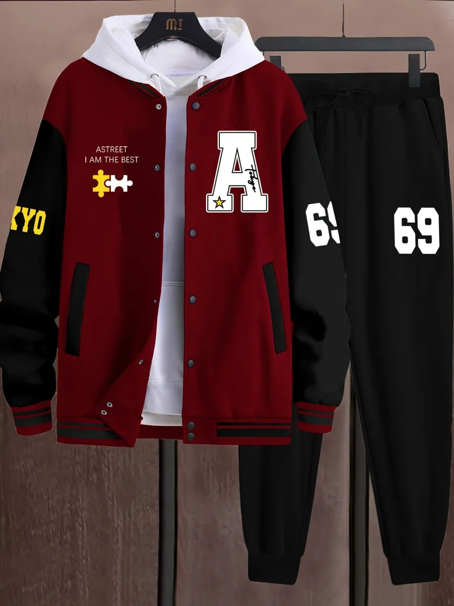 Ensemble Survetêment Homme Style Baseball Veste Universitaire et Pantalon Jogging - Imagen 4
