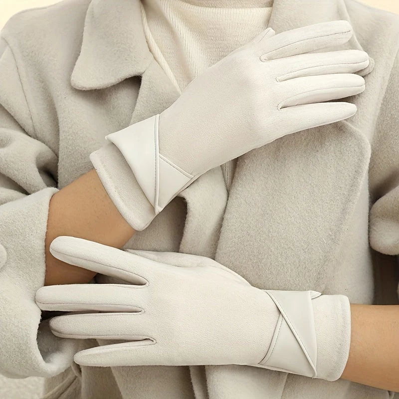 Gants Femme Hiver Chauds avec Manchette Décorative Multicolore - Imagen 4