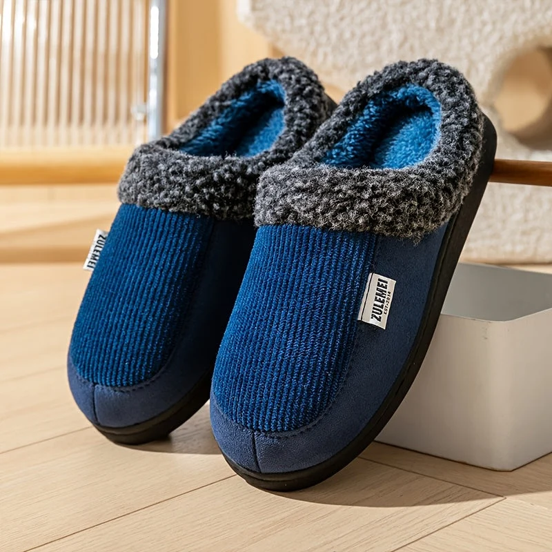 Chaussons rembourrés côtelés doublés doux pour intérieur Confortables - Imagen 4