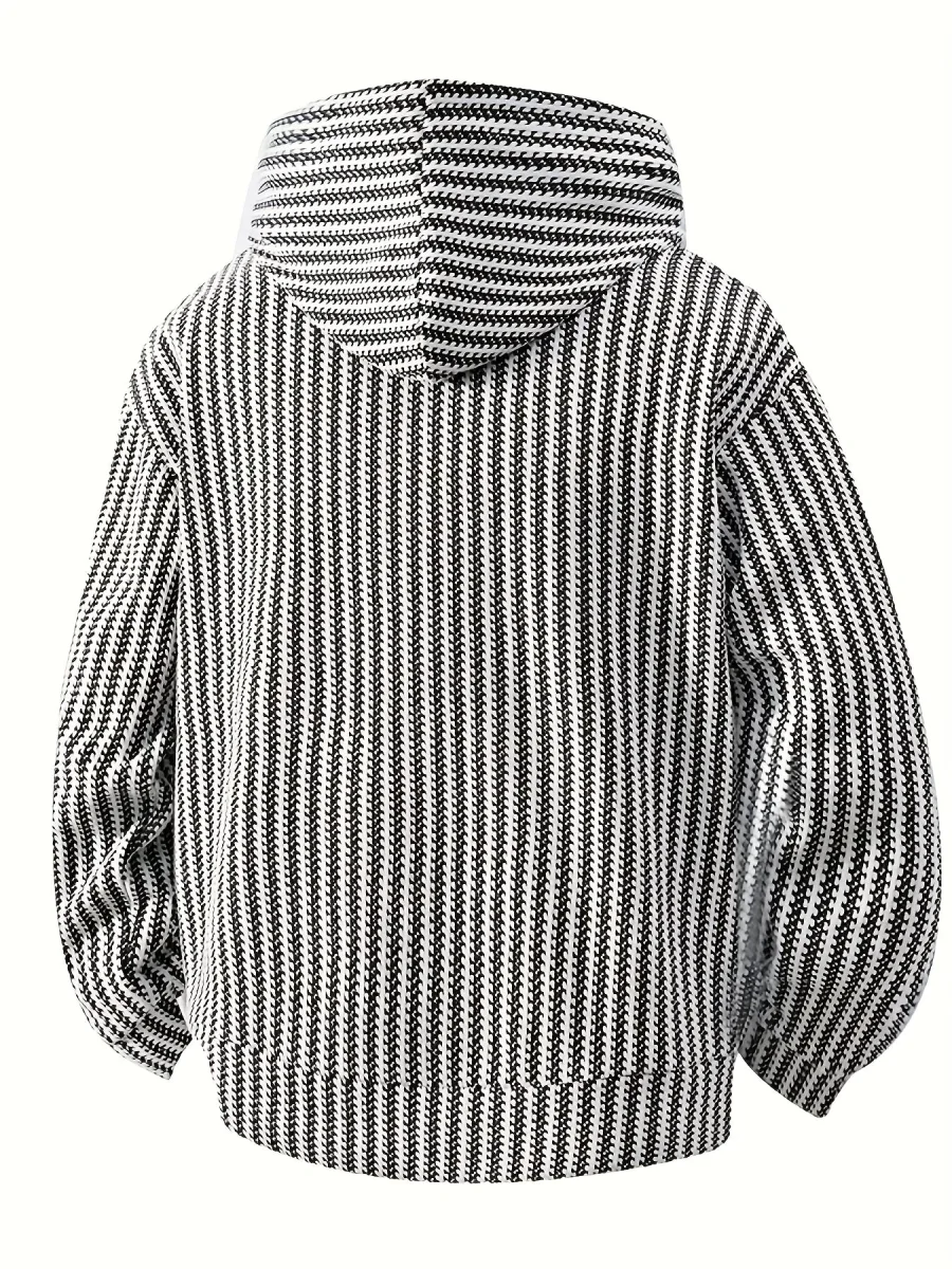 Sweat à Capuche Texturé Noir Oversize avec Poche Kangourou pour Homme - Imagen 6